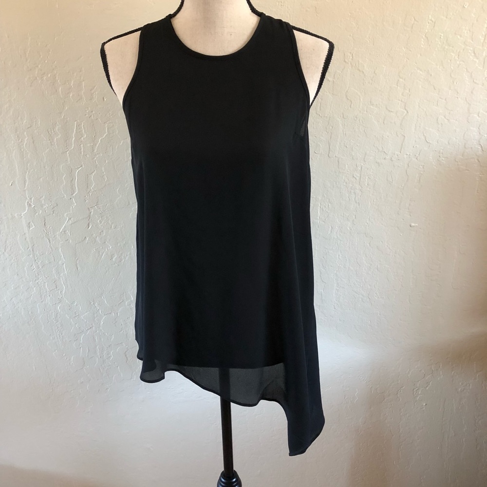 ASOS-Black sheer sleeveless asymmetrical top six 6